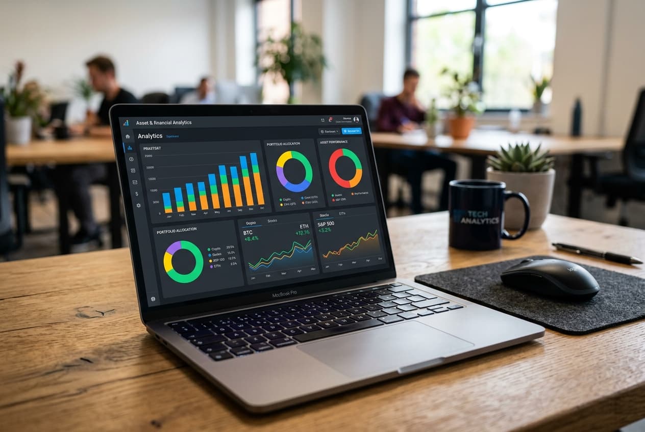 Laptop showing graphs and metrics